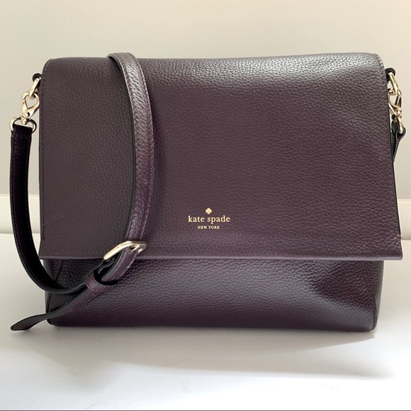 kate spade Handbags - Kate Spade Leather Designer Purse Burgundy Shoulder Bag Optional Glitter Handle